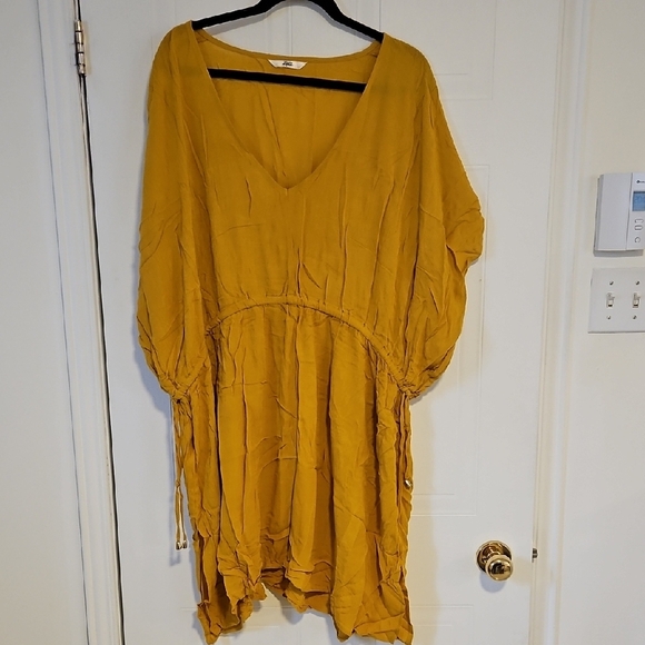 Oversized XXL Swimsuit Cover Up Dress Yellow Mustard La Vie En Rose NWOT - Picture 1 of 2